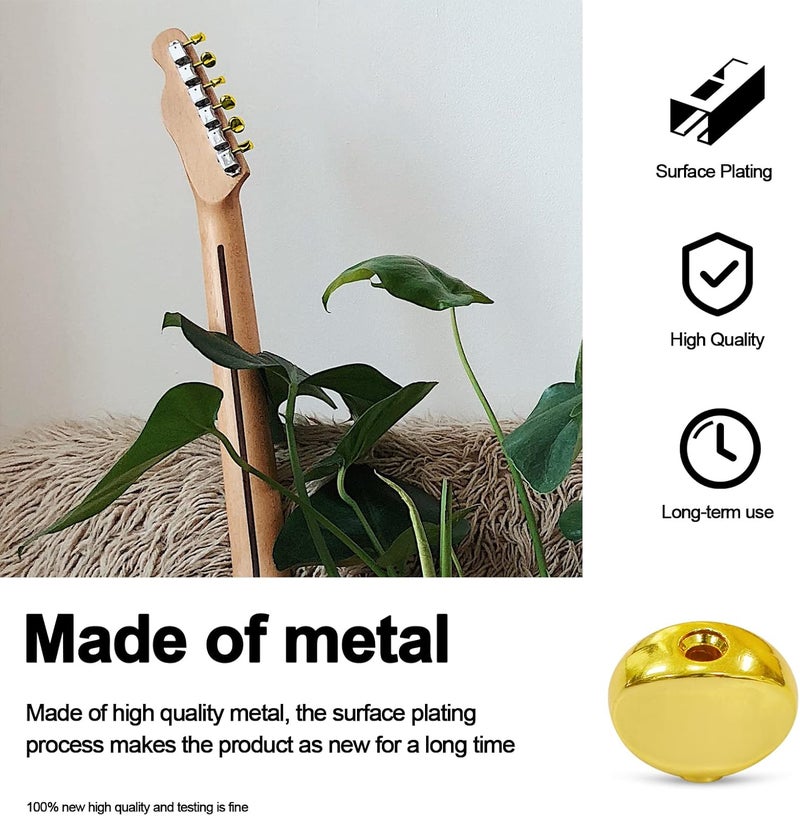 MAXCHEER 6PCS Metal Big Square Shape Guitar Tuning Peg Tuners Machine Head Replacemen Buttons knob Handle Tip (Gold Oval) - Image 3